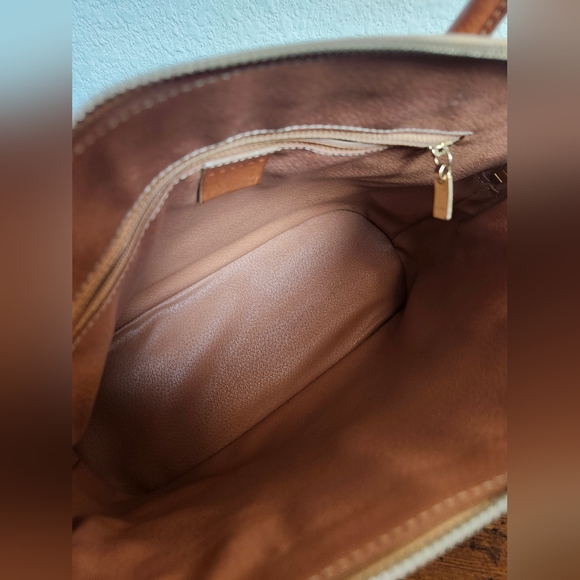 Céline Vintage Macadam Canvas Hand Bag PVC Leather Beige - Picture 8 of 16